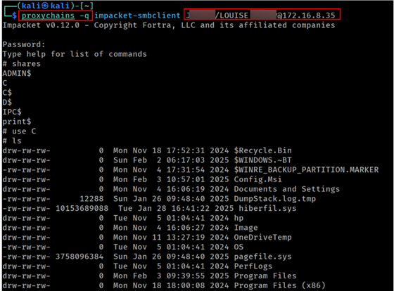 Using an established SMB session