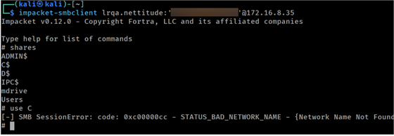 Testing account does not have access to C